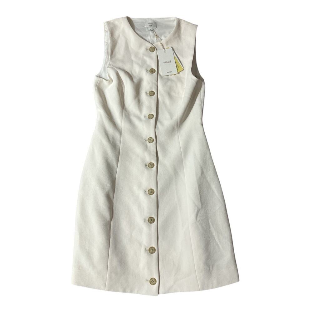 Aritzia Wilfred japanese crepe button up mini dress in White Size 2 new with tag